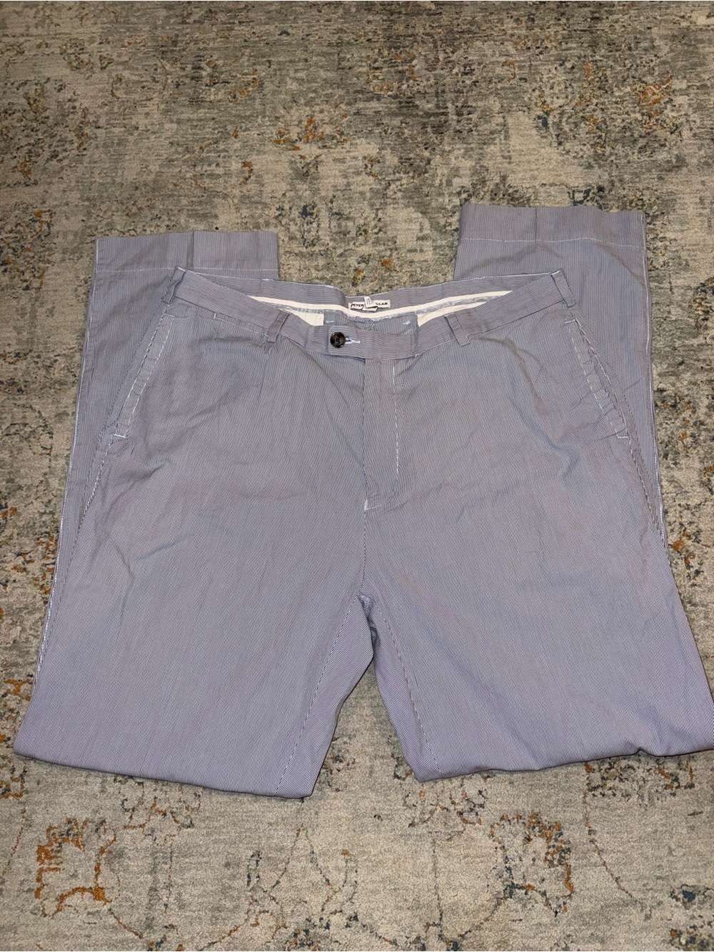Light Blue Men's Chino Pants Seersucker Peter Millar 38x32